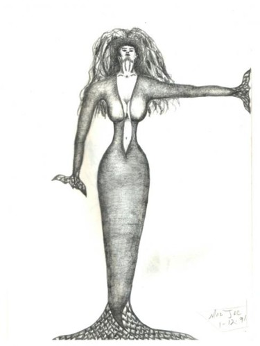 Drawing titled "Mermaid Woman" by Jacqueline Nalett, Original Artwork, Other