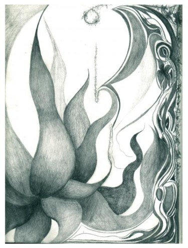 Drawing titled "Water Flowers in pe…" by Jacqueline Nalett, Original Artwork, Other