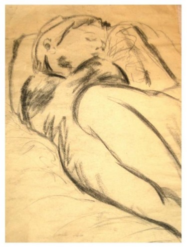 Drawing titled "Reclining Female" by Jacqueline Nalett, Original Artwork, Other