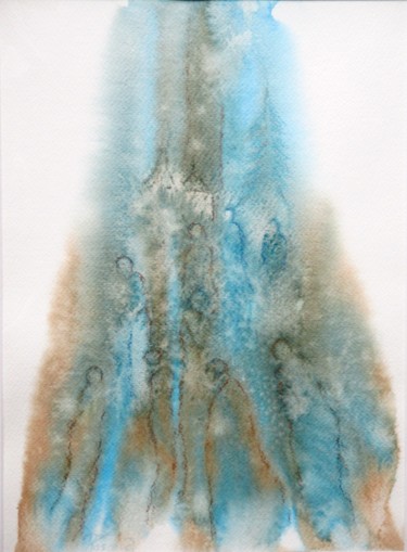 Painting titled "Perles de Lumière 12" by Jacqueline Pascaud, Original Artwork, Watercolor Mounted on Other rigid panel