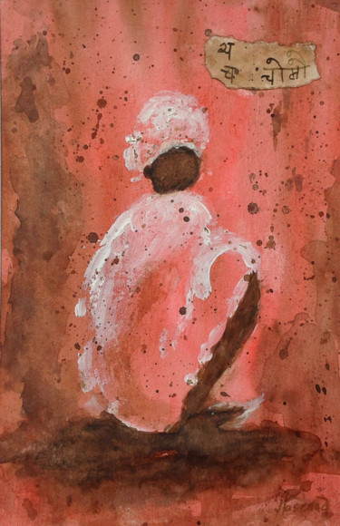 Pèlerins de la Paix 4 Peinture intitulée "Pèlerins de la Paix…" par Jacqueline Pascaud, Œuvre d'art originale, Aquarelle Monté sur Autre panneau r…