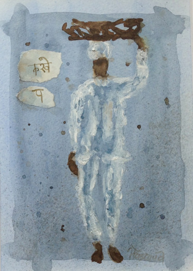 Peinture intitulée "Pèlerins de la Paix…" par Jacqueline Pascaud, Œuvre d'art originale, Aquarelle Monté sur Autre panneau r…