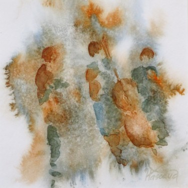 Pintura intitulada "Musicien 1" por Jacqueline Pascaud, Obras de arte originais, Aquarela Montado em Outro painel rígido