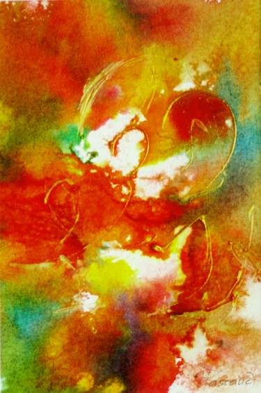 Peinture intitulée "Monotype 5" par Jacqueline Pascaud, Œuvre d'art originale, Encre Monté sur Autre panneau rigide