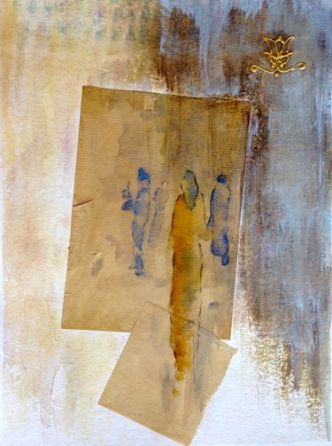 Painting titled "Dialogues avec l'an…" by Jacqueline Pascaud, Original Artwork, Watercolor Mounted on Other rigid panel