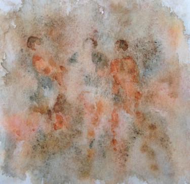 Peinture intitulée ""Fresques sur papie…" par Jacqueline Pascaud, Œuvre d'art originale, Aquarelle