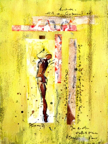 Painting titled "Technique mixte 12" by Jacqueline Pascaud, Original Artwork, Watercolor Mounted on Other rigid panel