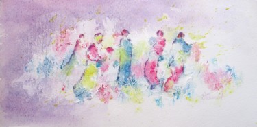 Painting titled "Technique mixte 14" by Jacqueline Pascaud, Original Artwork, Watercolor