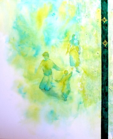 Painting titled "Dialogues avec l'an…" by Jacqueline Pascaud, Original Artwork, Watercolor Mounted on Wood Stretcher frame