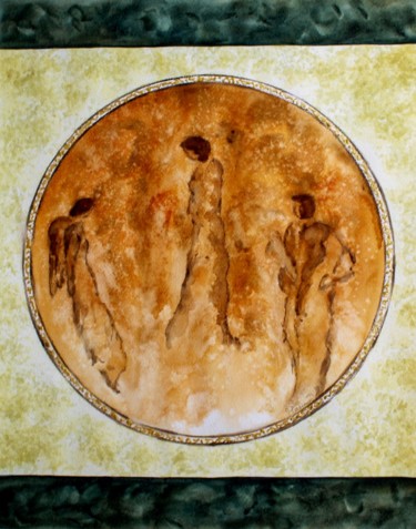 Painting titled "Dialogues avec l'an…" by Jacqueline Pascaud, Original Artwork, Watercolor Mounted on Other rigid panel