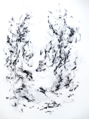 Картина под названием "Empreinte 6" - Jacqueline Pascaud, Подлинное произведение искусства, Древесный уголь
