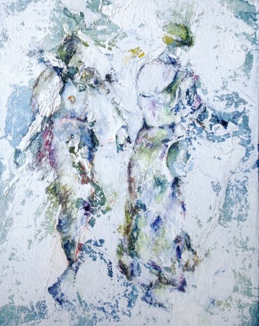 Malerei mit dem Titel "Aquarelle sur toile…" von Jacqueline Pascaud, Original-Kunstwerk, Aquarell Auf Keilrahmen aus Holz mo…