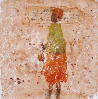 Pintura titulada "Pélerin de la Paix…" por Jacqueline Pascaud, Obra de arte original, Acuarela Montado en Otro panel rígido