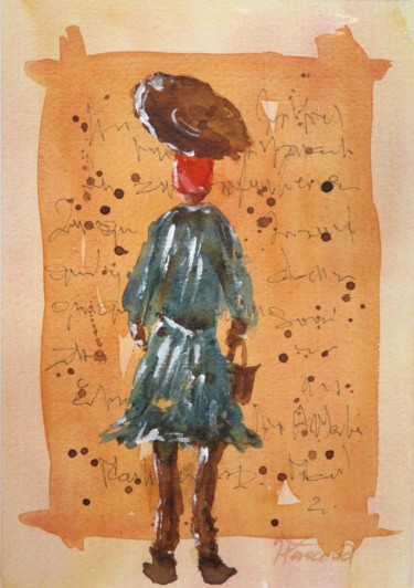 제목이 "Pèlerins de la Paix…"인 미술작품 Jacqueline Pascaud로, 원작, 수채화 기타 단단한 패널에 장착됨