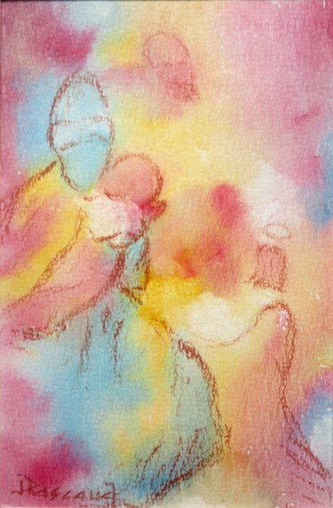 Peinture intitulée "Dialogues avec l'an…" par Jacqueline Pascaud, Œuvre d'art originale, Aquarelle Monté sur Autre panneau r…