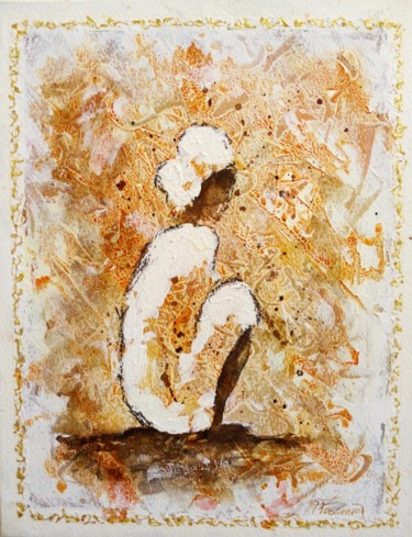 Painting titled "Pélerin de la Paix…" by Jacqueline Pascaud, Original Artwork, Watercolor Mounted on Wood Stretcher frame