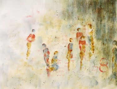 Painting titled "Technique mixte 23" by Jacqueline Pascaud, Original Artwork, Watercolor