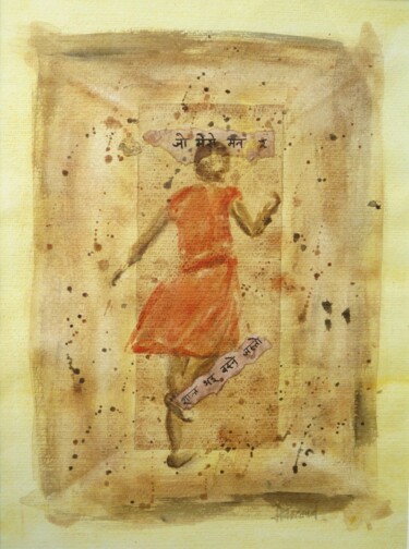 Peinture intitulée "Pèlerin de la Paix…" par Jacqueline Pascaud, Œuvre d'art originale, Aquarelle Monté sur Autre panneau ri…