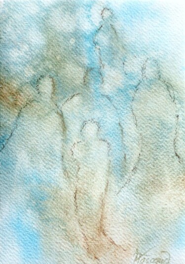 Painting titled "Perles de lumière 25" by Jacqueline Pascaud, Original Artwork, Watercolor Mounted on Other rigid panel