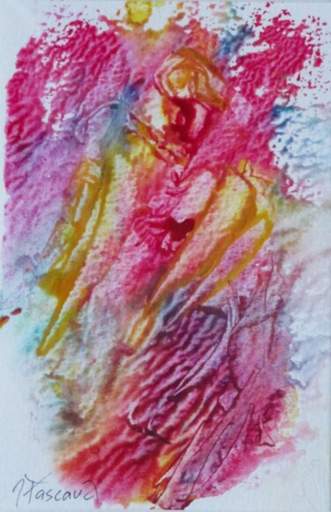 Painting titled "Monotype 39" by Jacqueline Pascaud, Original Artwork, Gouache Mounted on Other rigid panel