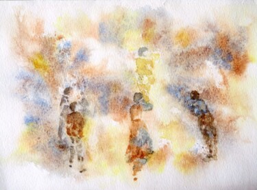 Painting titled "Aquarelle 15" by Jacqueline Pascaud, Original Artwork, Watercolor Mounted on Other rigid panel