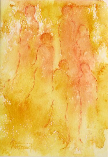 Painting titled "Perles de Lumière 27" by Jacqueline Pascaud, Original Artwork, Watercolor Mounted on Other rigid panel