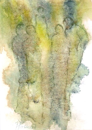 Painting titled "Perles de Lumière 32" by Jacqueline Pascaud, Original Artwork, Watercolor Mounted on Other rigid panel