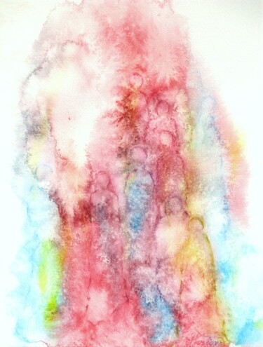 Painting titled "Perles de Lumière 39" by Jacqueline Pascaud, Original Artwork, Watercolor Mounted on Other rigid panel