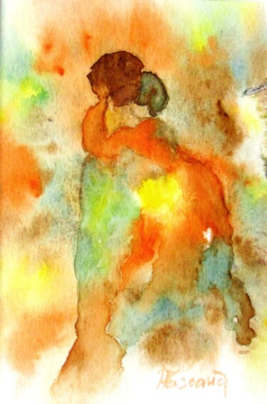 Painting titled "Aquarelle 26" by Jacqueline Pascaud, Original Artwork, Watercolor Mounted on Other rigid panel