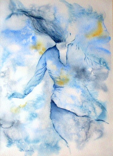 Painting titled "Aquarelle 27" by Jacqueline Pascaud, Original Artwork, Watercolor Mounted on Other rigid panel