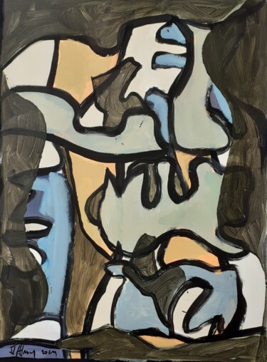 Картина под названием "Abstraction avril 3" - Jacques Alary, Подлинное произведение искусства, Акрил
