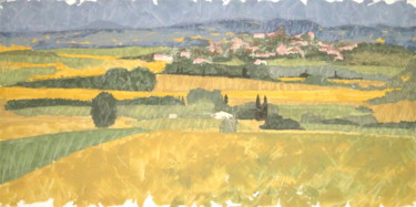 Peinture intitulée "Villasavary village…" par Jacques Alberny, Œuvre d'art originale