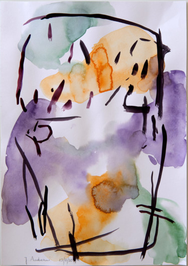 Painting titled "Contours" by Jacques Pierre Andreani, Original Artwork, Watercolor