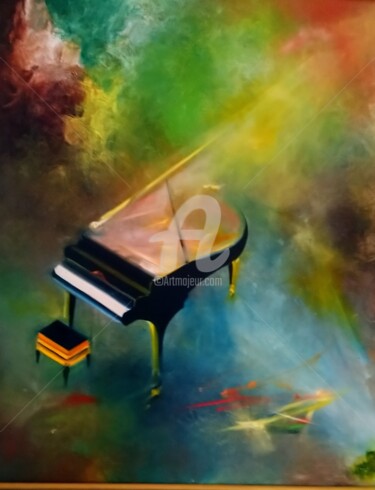 Pintura intitulada "LE PIANO" por Jacques Chamard, Obras de arte originais, Óleo