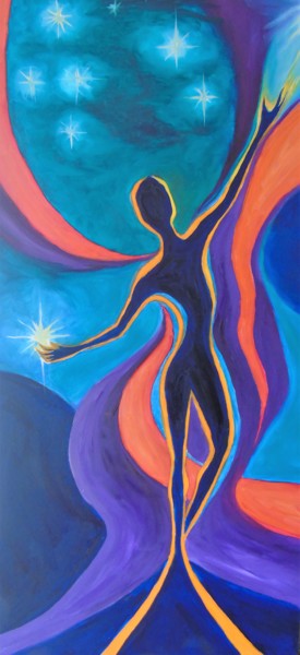 Картина под названием "Danse stellaire" - Jacques Chazel, Подлинное произведение искусства, Масло Установлен на Деревянная р…