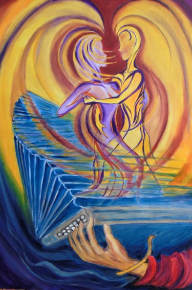 Peinture intitulée "Tango corazon" par Jacques Chazel, Œuvre d'art originale, Huile Monté sur Châssis en bois