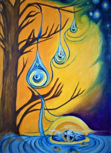Peinture intitulée "L'arbre de vie" par Jacques Chazel, Œuvre d'art originale, Huile Monté sur Châssis en bois