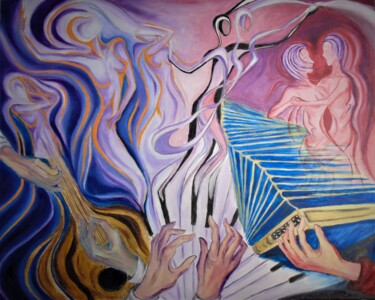 Картина под названием "Résonances" - Jacques Chazel, Подлинное произведение искусства, Масло Установлен на Деревянная рама д…