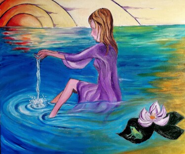 Картина под названием "Comme l'eau vive" - Jacques Chazel, Подлинное произведение искусства, Масло Установлен на Деревянная…