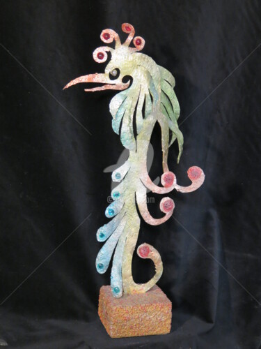 Sculpture intitulée "Oiseau  paradisiaque" par Les Aluminations, Œuvre d'art originale, Métaux