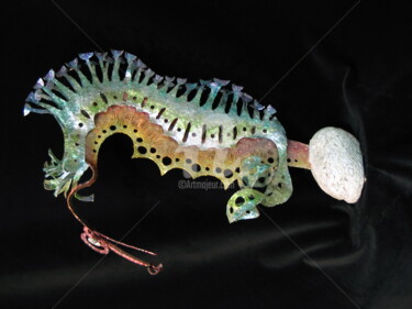 Sculpture intitulée "L'hippocampe" par Les Aluminations, Œuvre d'art originale, Métaux