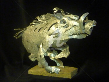 Sculpture intitulée "Sanglier" par Les Aluminations, Œuvre d'art originale, Métaux