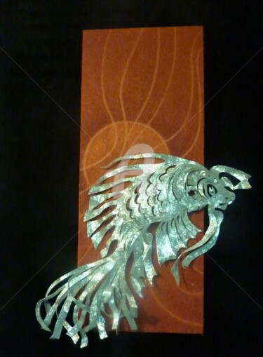 Sculpture intitulée "Poisson japonais" par Les Aluminations, Œuvre d'art originale, Métaux