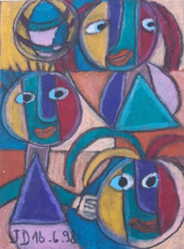 Pintura intitulada "Deux triangles pour…" por Jacques Desvaux (JD), Obras de arte originais, Pastel