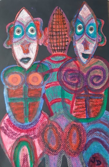 Painting titled "Les 3 Grâces 2014 (…" by Jacques Desvaux (JD), Original Artwork, Acrylic