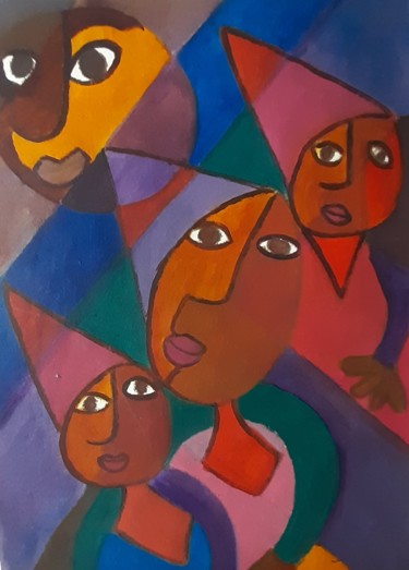 Peinture intitulée "Les Trois Soeurs" par Jacques Desvaux (JD), Œuvre d'art originale, Pastel