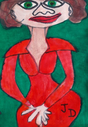 Картина под названием "La Robe Rouge ou le…" - Jacques Desvaux (JD), Подлинное произведение искусства, Акрил