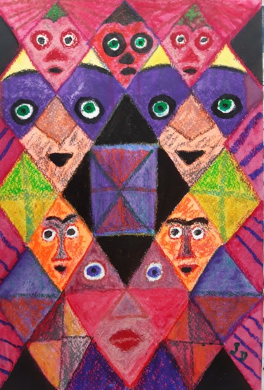 Peinture intitulée "La Pyramide des Sag…" par Jacques Desvaux (JD), Œuvre d'art originale, Acrylique