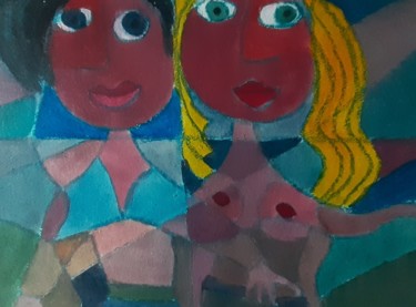 Картина под названием "Le beau petit couple" - Jacques Desvaux (JD), Подлинное произведение искусства, Акрил