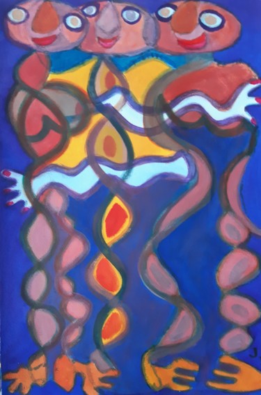 Painting titled "Les Acides Nucléiqu…" by Jacques Desvaux (JD), Original Artwork, Acrylic